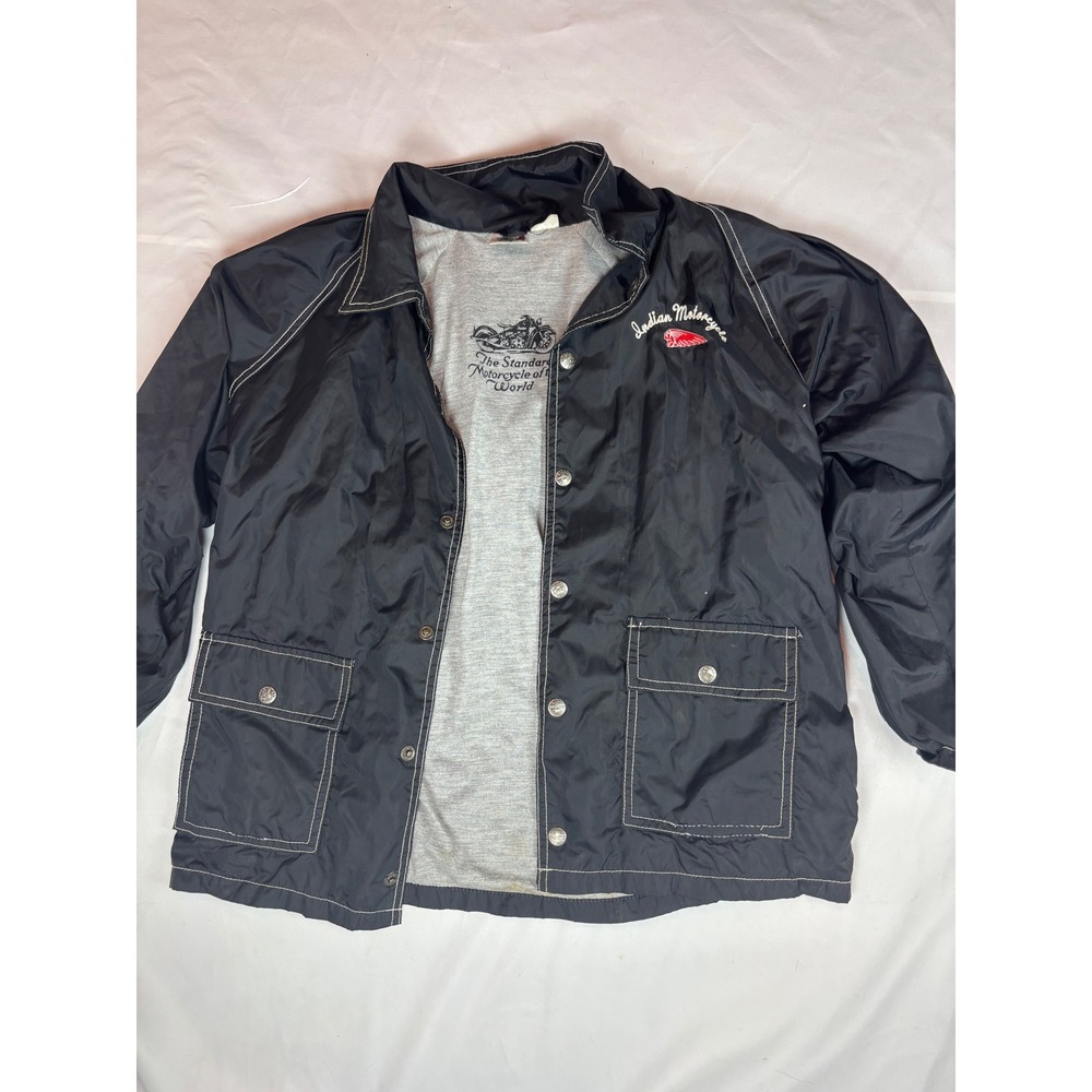 Indian Motorcycle Black Coach Jacket Jersey Lined Windbreaker CA31803 Small